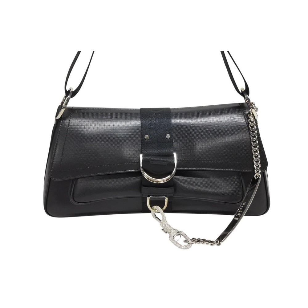 Christian Dior Galliano era Hardcore Shoulder Bag Black Leather Rhinestones - Picture 2 of 10